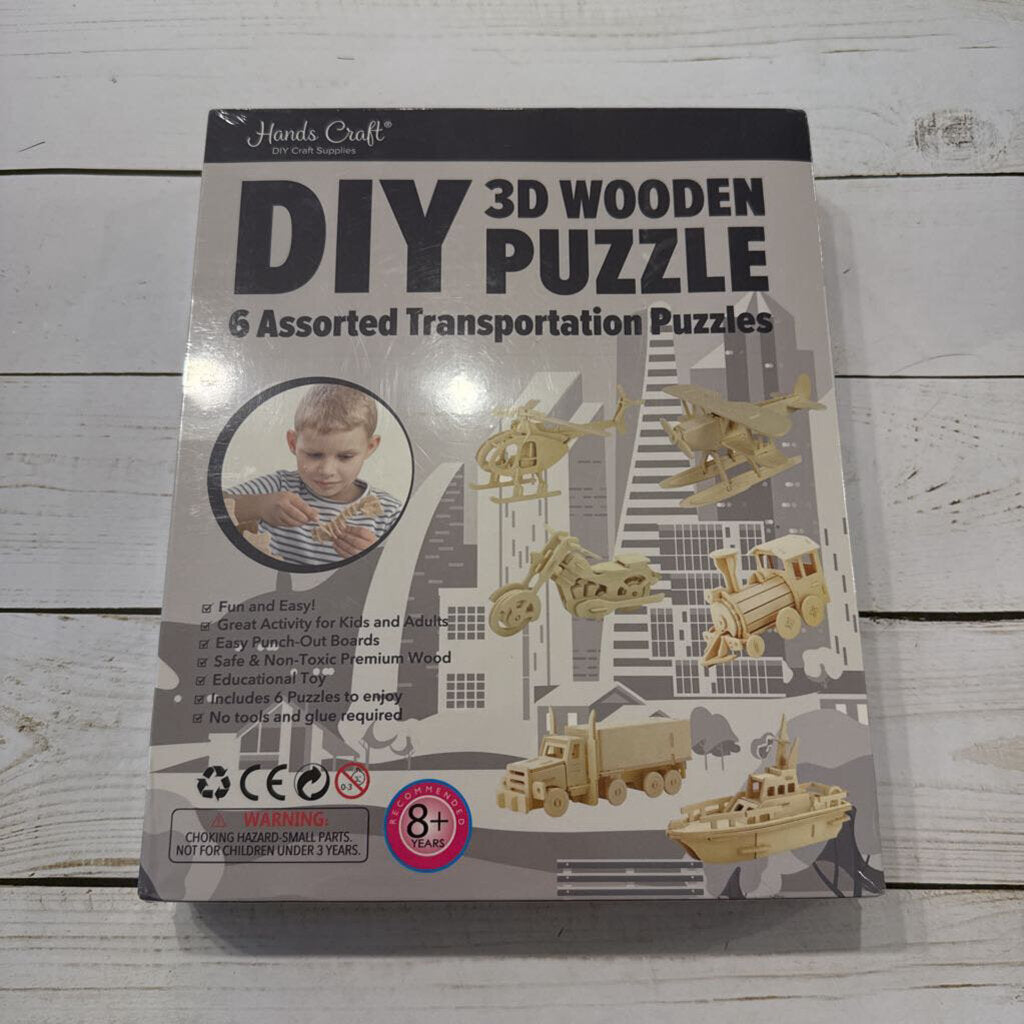 NEW: DIY 3D 6pc Wooden Puzzles