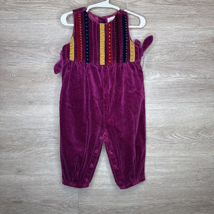 12-18M: Maroon Velour Stitch Detail Romper