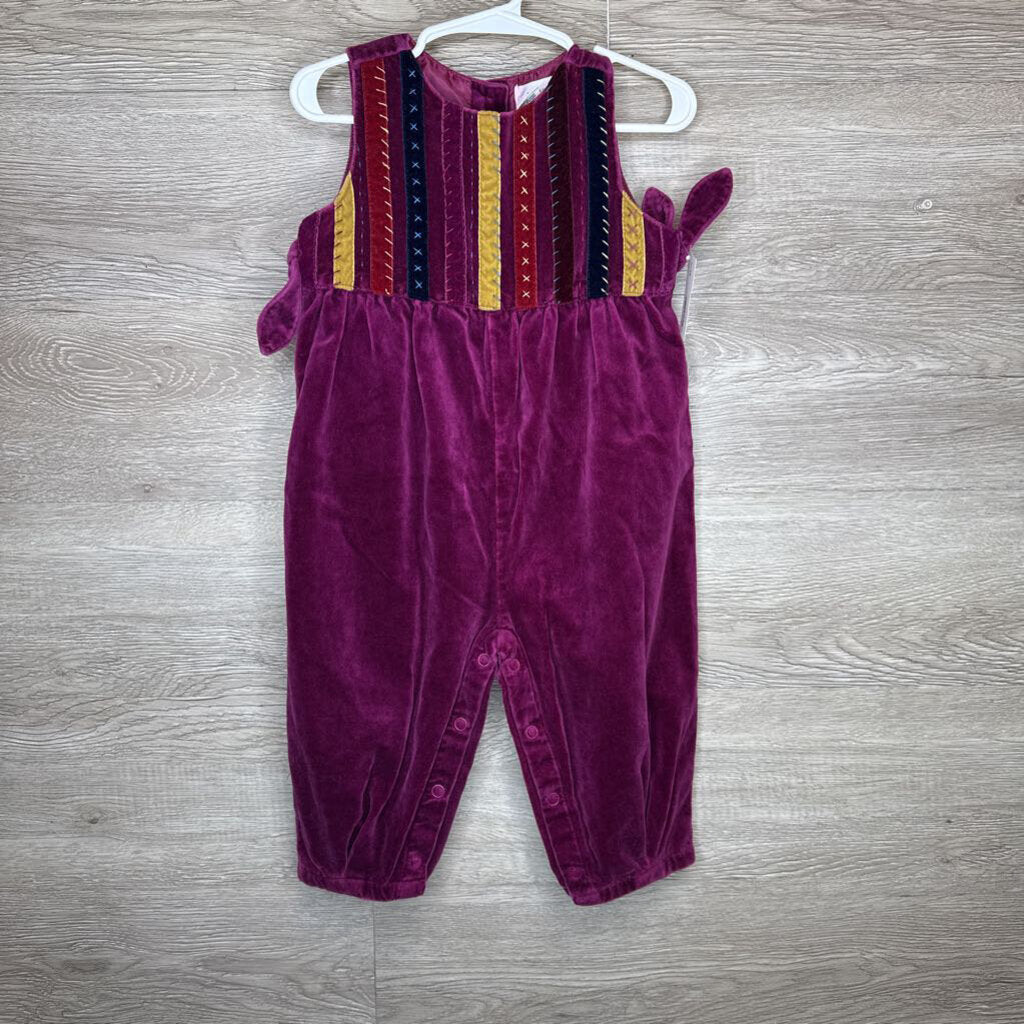 12-18M: Maroon Velour Stitch Detail Romper