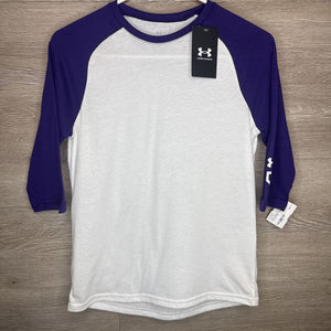 10: NWT White + Purple Raglan Top