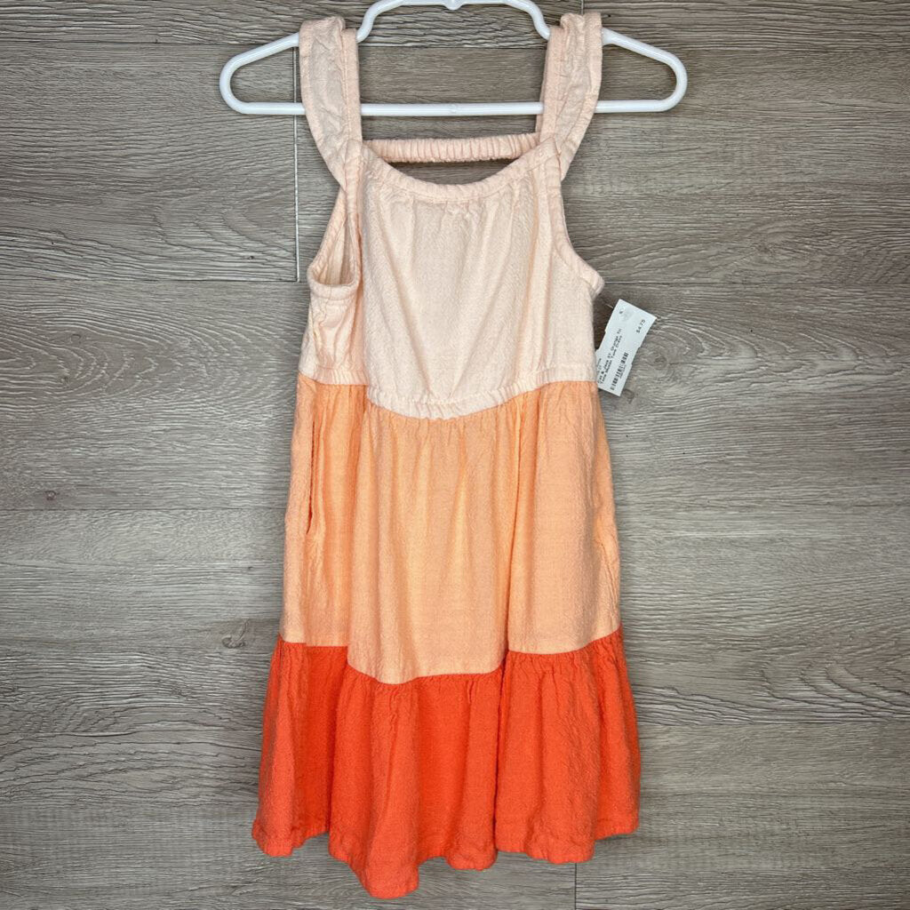 3T: Orange Tri Tone Muslin Tank Dress