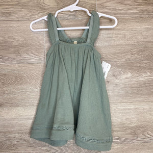 12-18M: Olive Muslin Flutter Strap Tank Dress