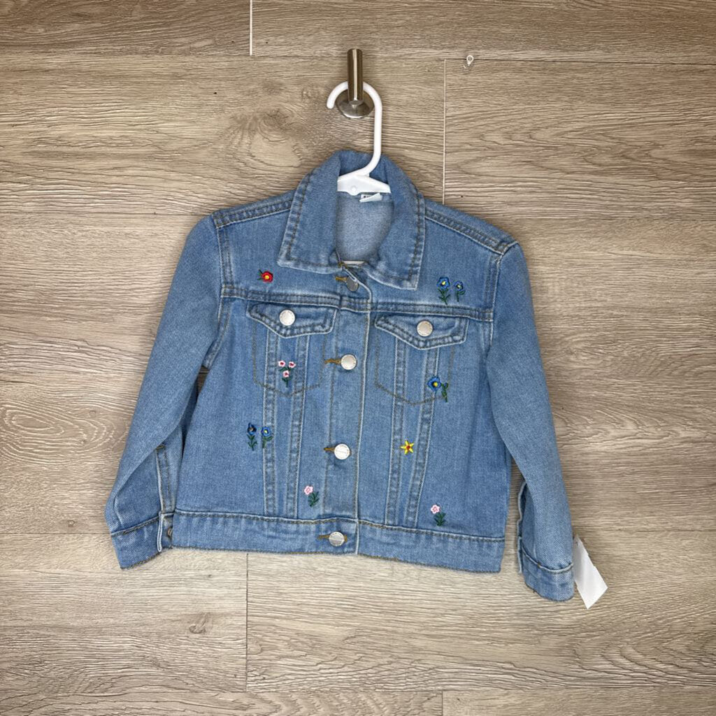 18-24M: Light Wash Flower Stitch Denim Jacket