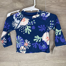 Load image into Gallery viewer, 3-6M: Dark Blue Floral + Coral 2pc L/S Swimsuit
