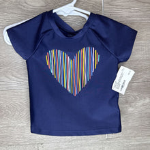 Load image into Gallery viewer, 12M: NWT Navy Heart Print 2pc Rashguard Swimsuit
