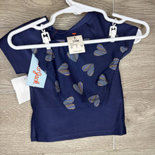 Load image into Gallery viewer, 12M: NWT Navy Heart Print 2pc Rashguard Swimsuit

