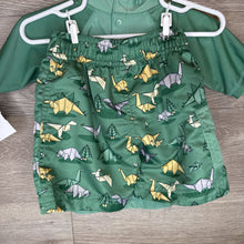 Load image into Gallery viewer, 12-18M: Green Geo Dino 3pc Rash Suit Set
