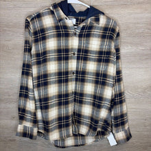Load image into Gallery viewer, 14/16: Beige + Navy Plaid Hooded Flannel
