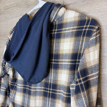 Load image into Gallery viewer, 14/16: Beige + Navy Plaid Hooded Flannel
