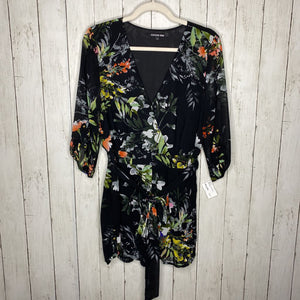 L: Black Floral Flowy Romper Short Suit