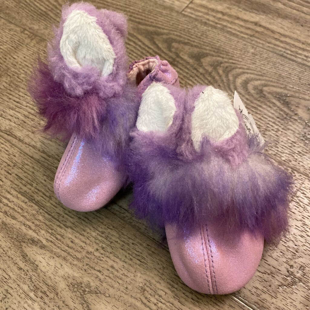 Size 2/3: Purple Faux Fur Bunny Booties