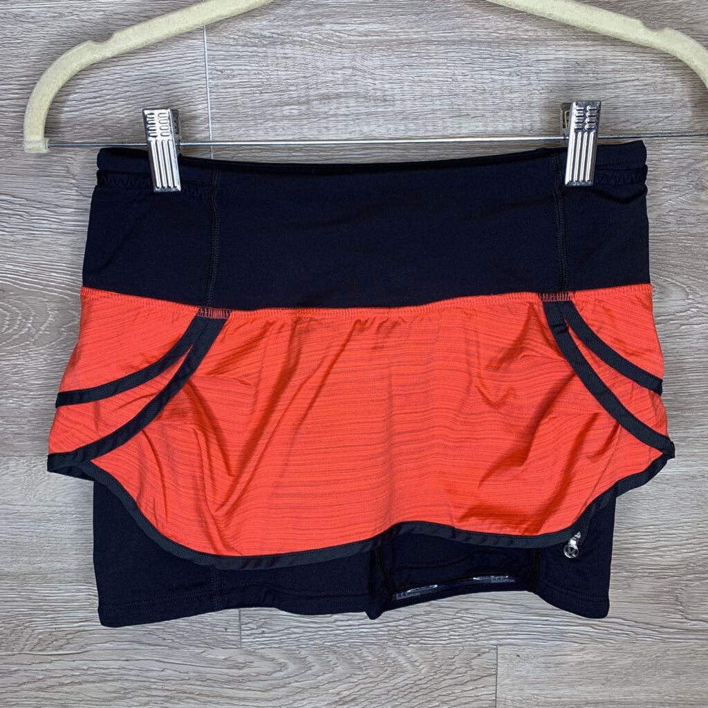 XS/Size 2: Orange + Black Layered Running Shorts