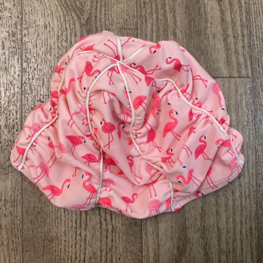 12-24M: Pink Flamingo Print Swim Cap