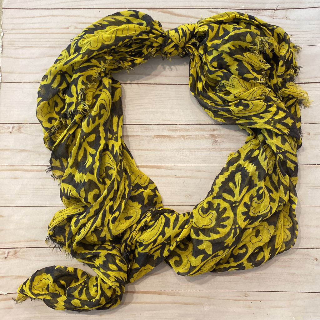 Gray + Mustard Floral Scarf