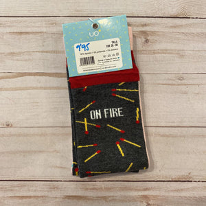NWT Charcoal Match Print On Fire Socks