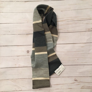 Gray Striped Merino Wool Scarf