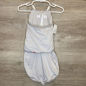 OS/6-14lbs: Gray + White Striped 2-Way Swaddle *retails $40
