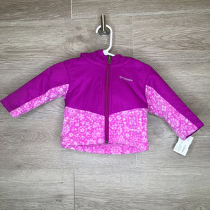 3-6M: Purple Floral Fleece Zip-Up Hooded Windbreaker