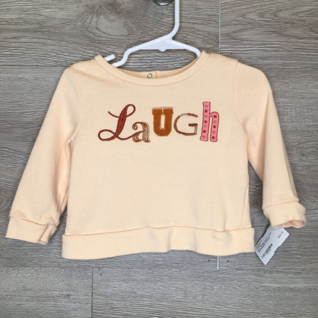 6-12M: Peach Laugh Embroidered Pullover