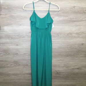 S: Green Silky Flutter Maxi Sun Dress