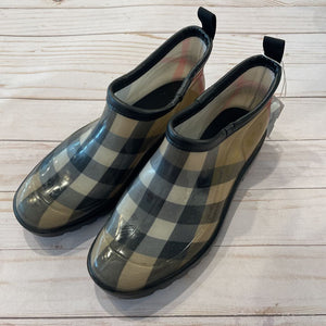 Size 4: Beige Plaid Ankle Rain Boots *retails ~$300