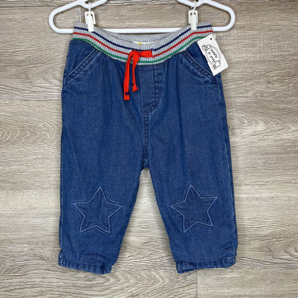 6-9M: Chambray Lined Pull-On Star Knee Jeans