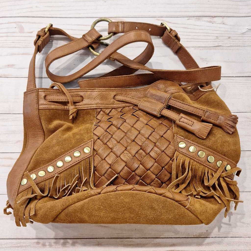 NEW Woven Leather + Fringe Detail Purse