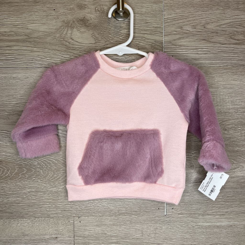 3-6M: Pink + Mauve Plush Sweatshirt