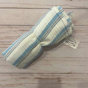 Blue + White Striped Muslin Swaddle Blanket