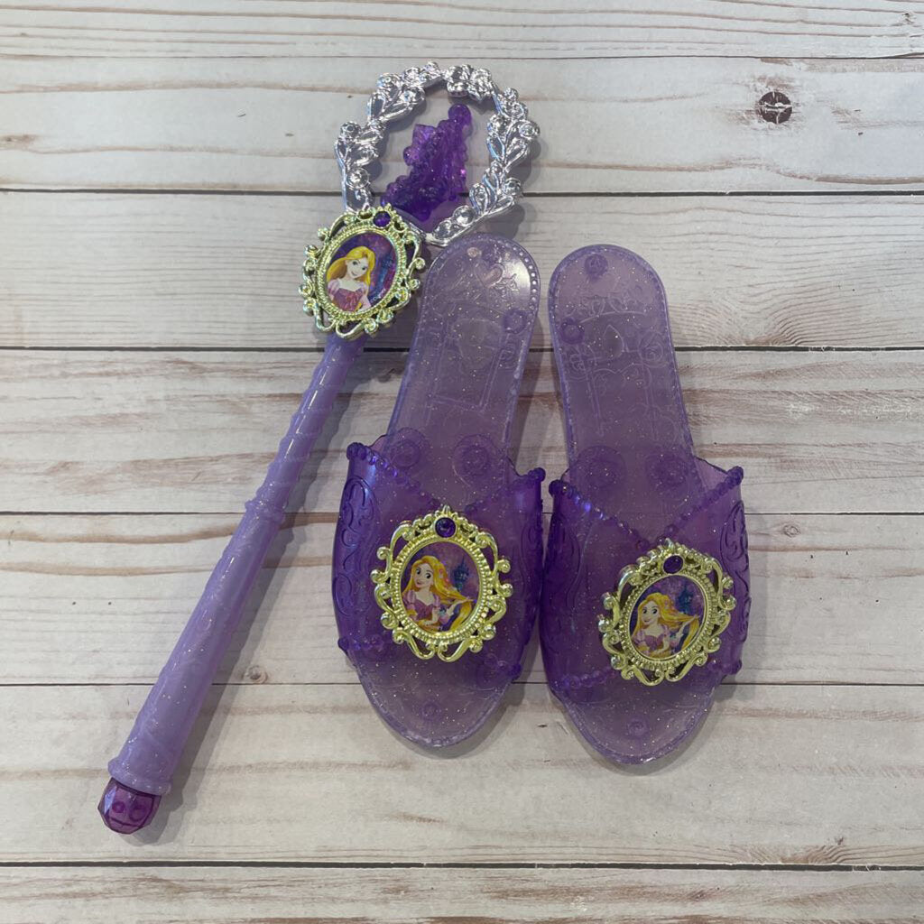 Set of Purple Glitter Disney Frozen Dress-Up Shoes + Wand