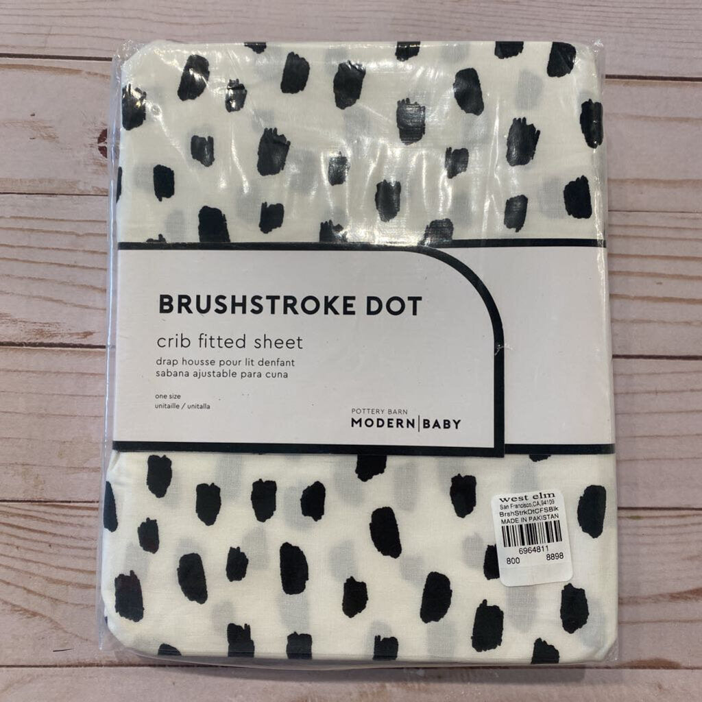 NEW Pottery Barn Modern Baby Brushstroke Dot Fitted Crib Sheet *retail $40