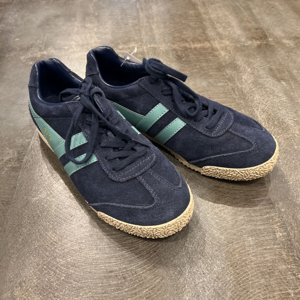 Size 6: Navy + Turquoise Suede Sneakers