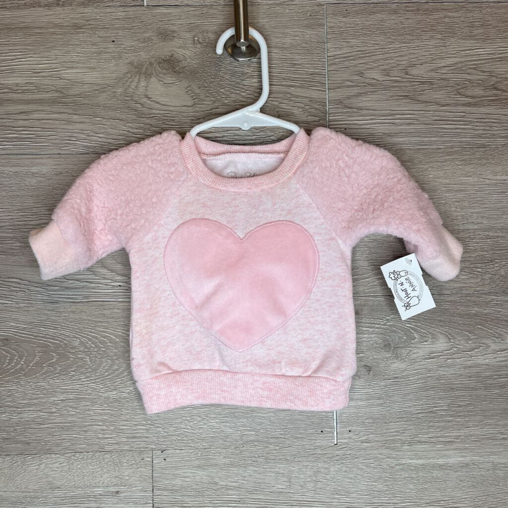 0-3M: Pink Plush Heart Pullover