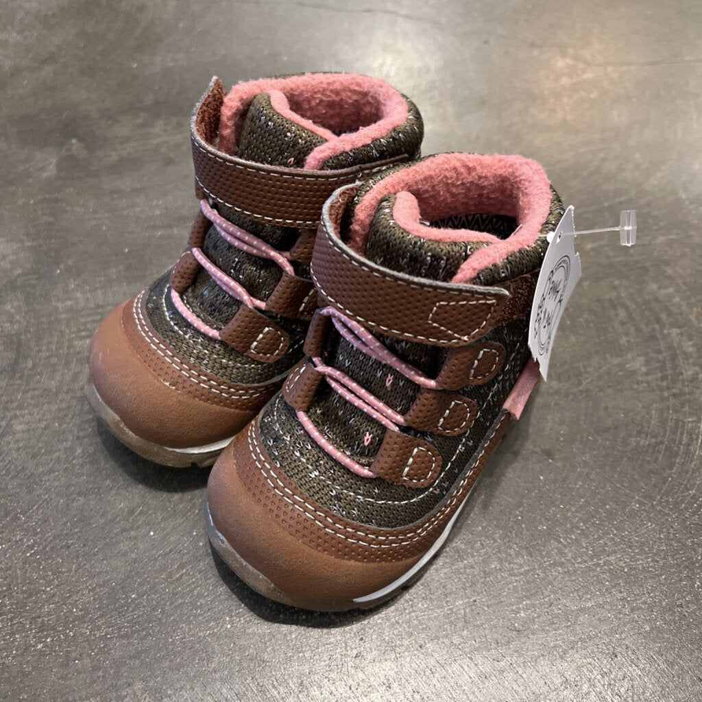 Size 4: Brown + Pink Knit Boots
