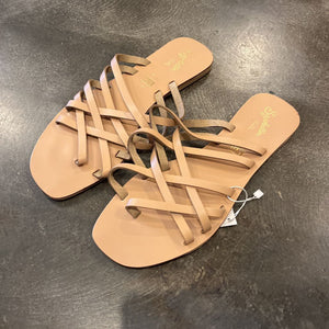 Size 8: Blush Square Toe Strappy Sandals