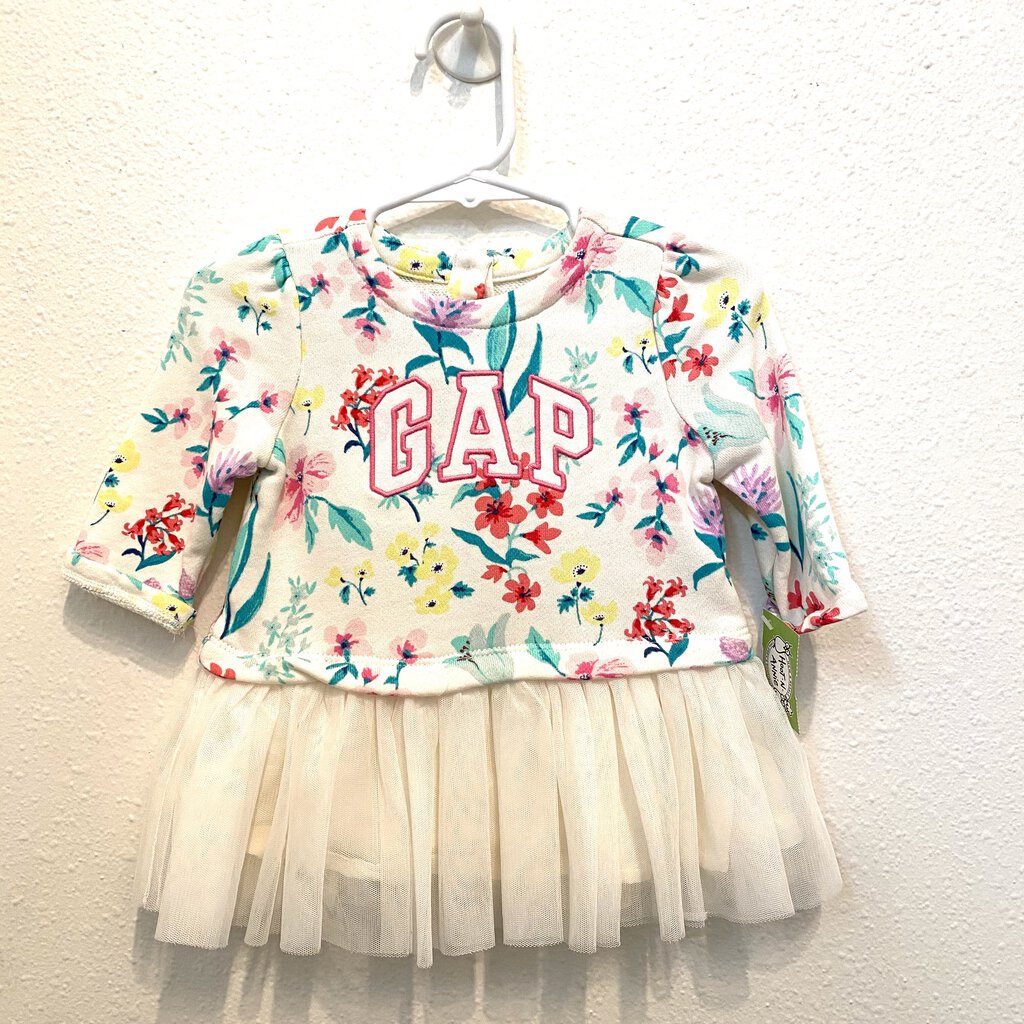 3-6M: Floral Tulle Sweatshirt Dress